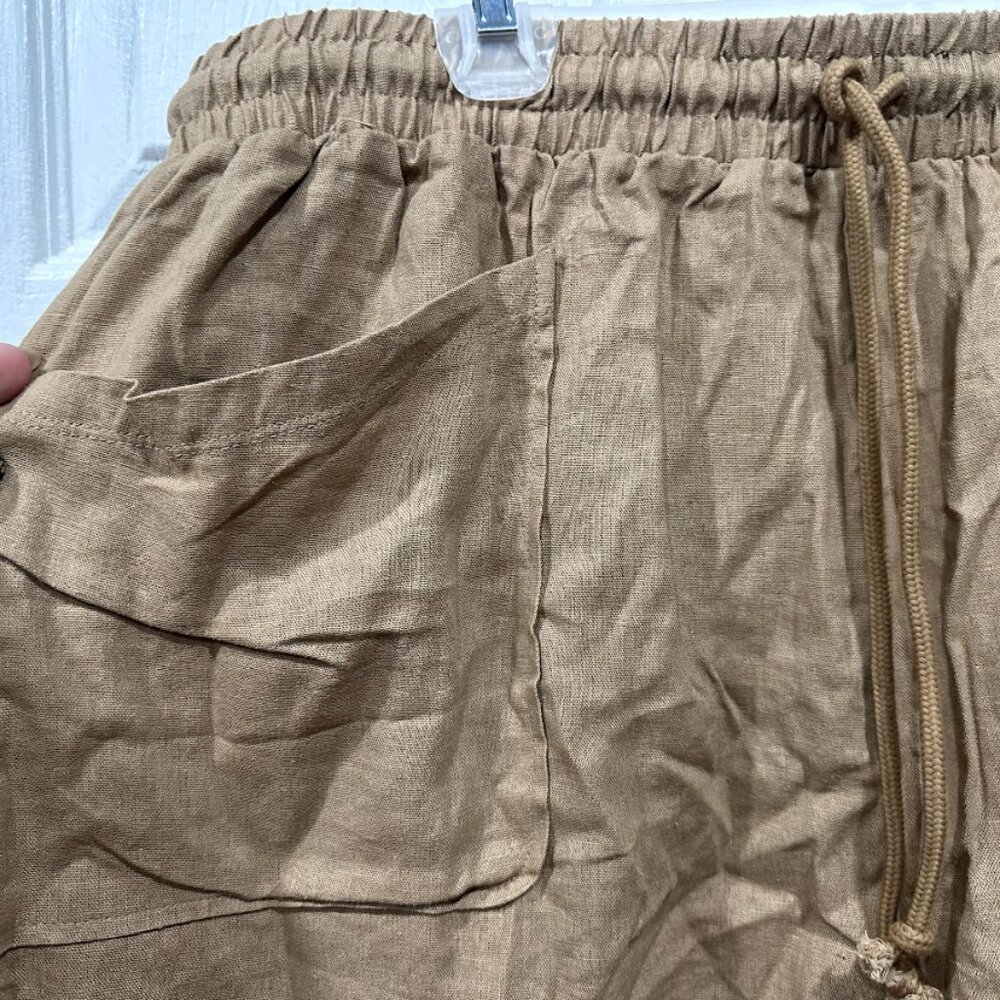 Khaki Two-Piece Shorts & Button-Up Set - Picture 5 of 8